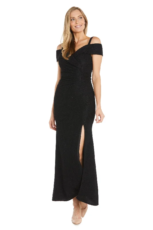 Weekend Deal R&M Richards 6199 Long Pleated Glitter Formal Dress