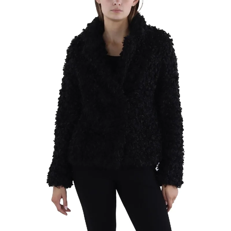 Best Bargains Pepper Curly Womens Winter Faux Fur Pea Coat