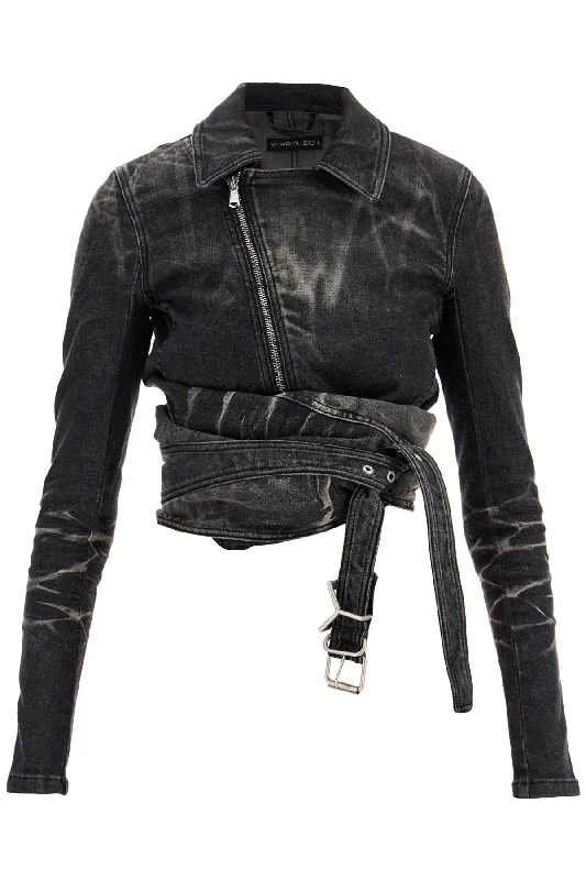 Steals and Deals Y Project Women's blue Jacket With Criss-Cross Belt