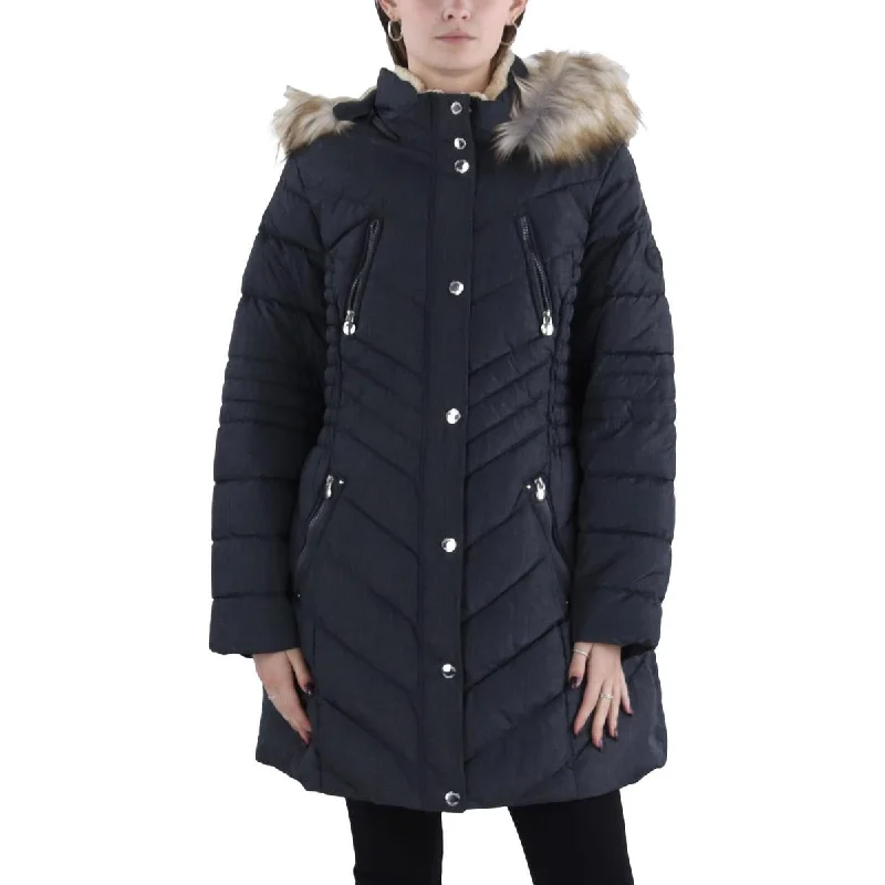 Sale Event Plus Womens Faux Fur Trim Hooded Puffer Jacket