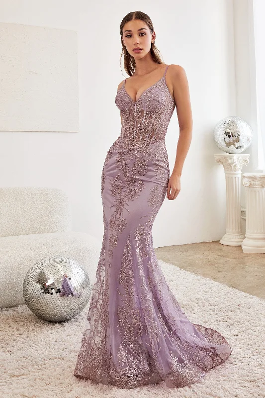 Extra Savings Cinderella Divine J810 Formal Long Corset Prom Dress Dusty Lavender