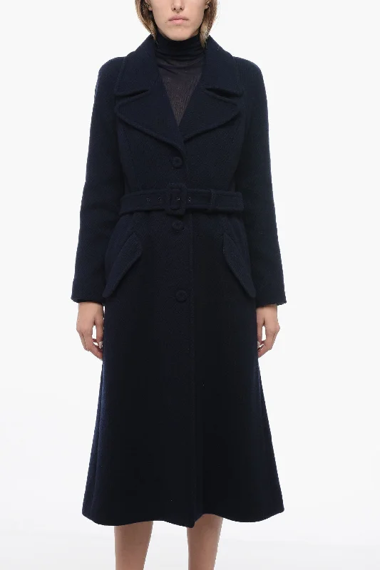 New Markdowns Moschino COUTURE Wool Ribbed Coat with Belt
