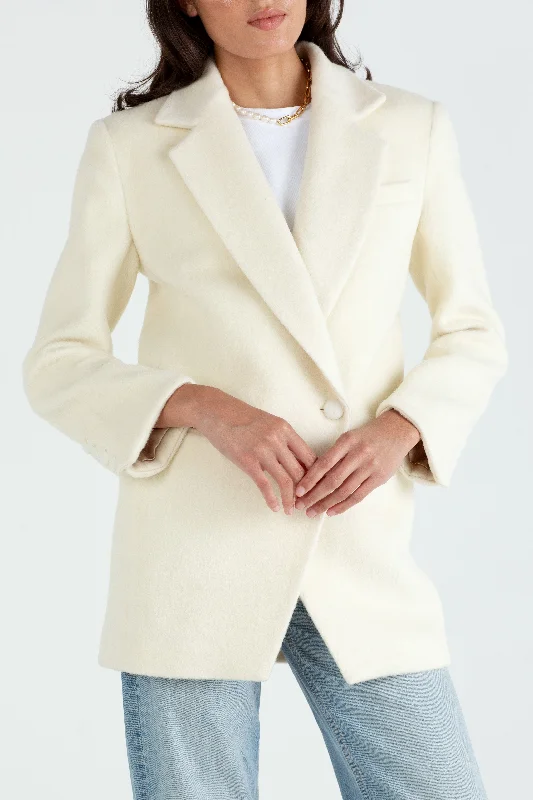 Don't Wait "The Hannah" - Brushed Blazer Coat (Cream)
