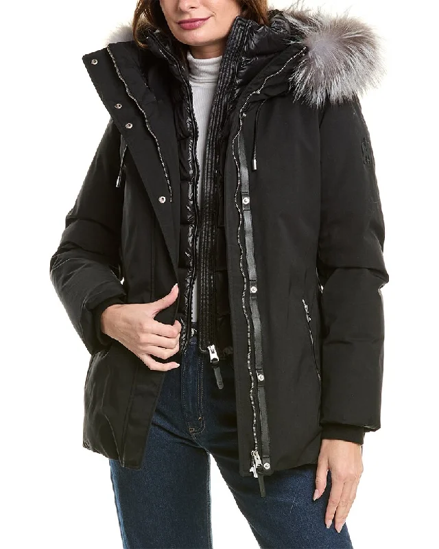 Early Bird Discount Mackage Jeni XZ Leather-Trim Coat