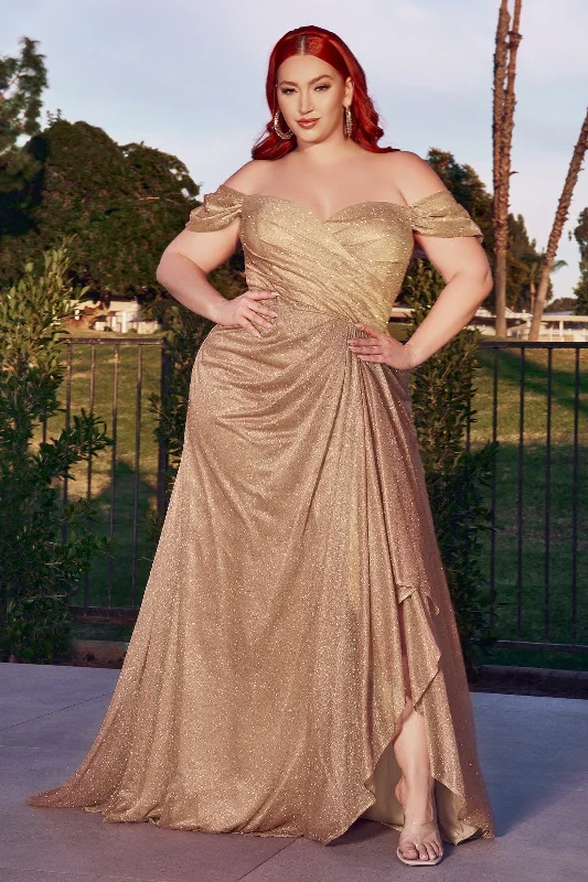 Must-Have Deals Cinderella Divine CD878 Off Shoulder Long Formal Dress Champagne