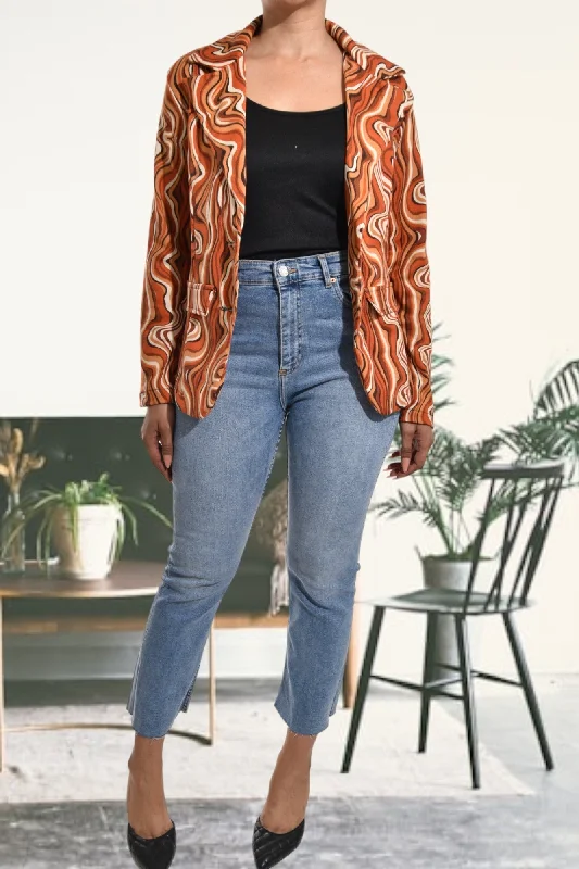 Shop and Save Rust Swirl Print Blazer