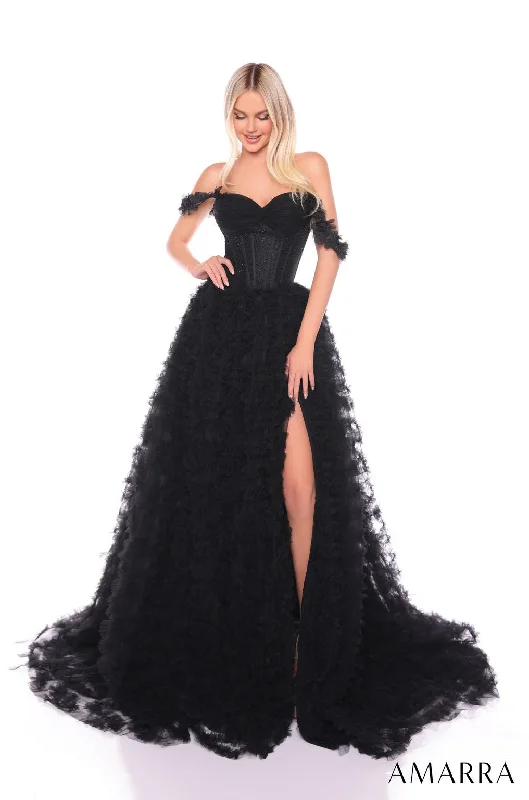 Clearance Sale Amarra 88152 Long Formal A Line Slit Evening Prom Dress