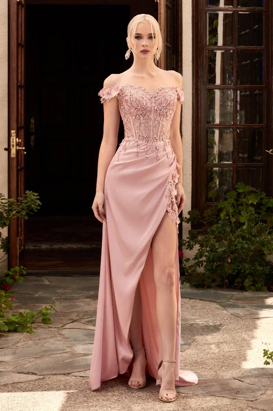 Final Sale Cinderella Divine CD0186 Corset Long Prom Dress Blush