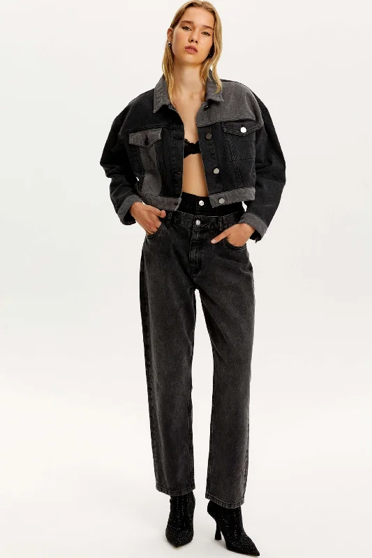 Extra Discounts Two Toned Pocketed Denim Jacket