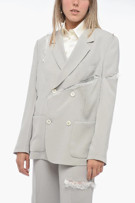 One-DAY Sale Undercover Double-breasted Cut-out Blazer with Lace Details