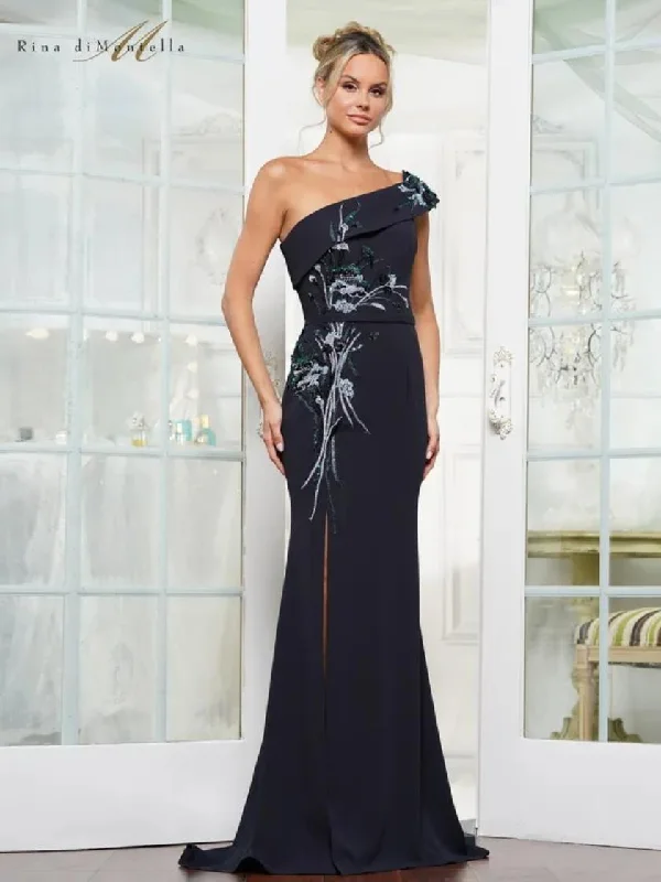 Today Only Rina di Montella RD3203 Long Plus Size Beaded Slit Formal Dress