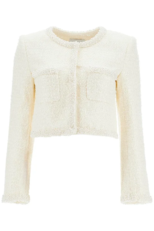 Discount Mania Self Portrait Women's Bouclã Jacket With Pearls And