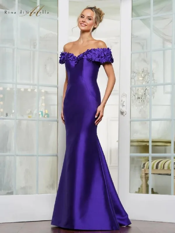 Seasonal Clearance Rina di Montella RD3254 Long 3D Floral Fitted Formal Dress