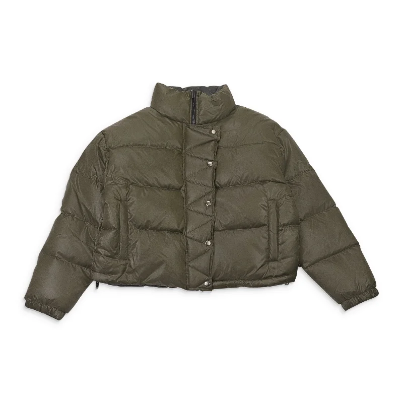 Markdowns CALLIPYGIAN REVERSIBLE OLIVE BLACK PUFFER COAT