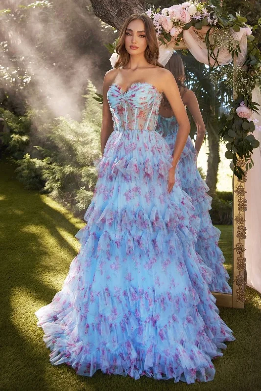 Exclusive Savings Andrea & Leo A1334 Long Formal Prom Floral Dress