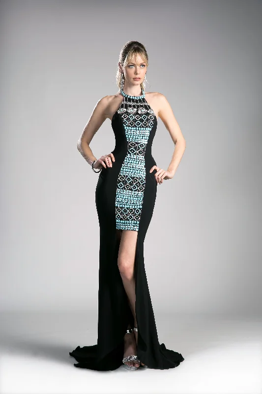 Blowout Sale Cinderella Divine 5040 High Low Fitted Formal Beaded Prom Dress