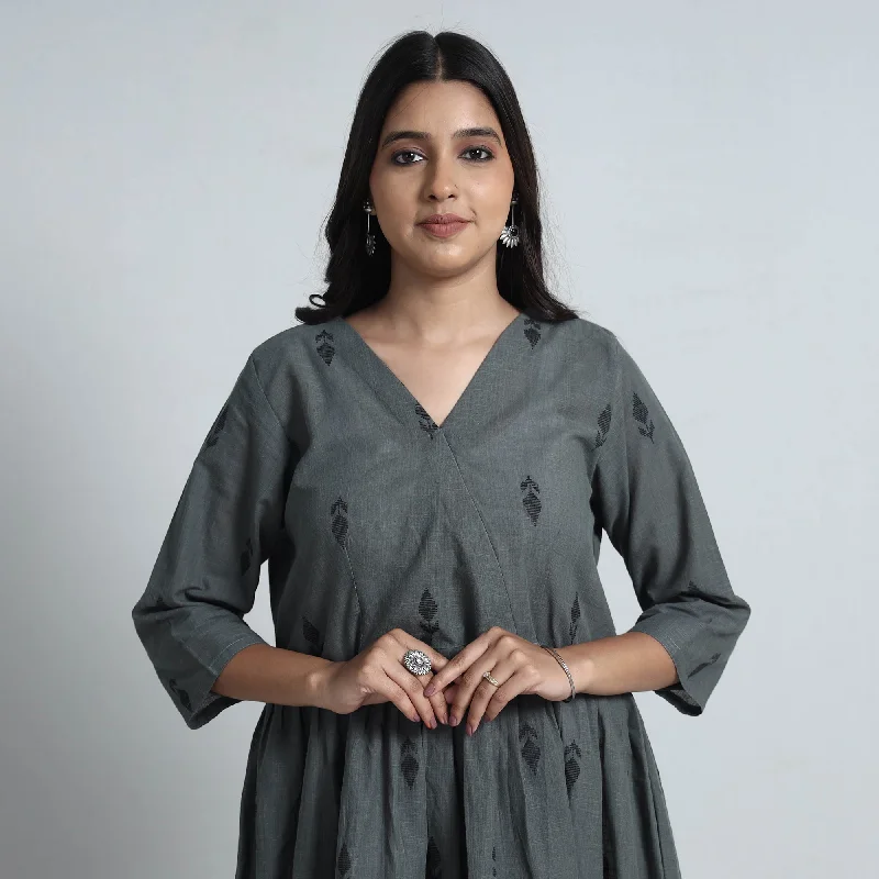 Overstock Sale Dark Grey - Exquisite Jacquard Cotton Dress
