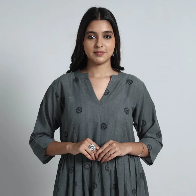 Buy More, Save More Dark Grey - Exquisite Jacquard Cotton Dress