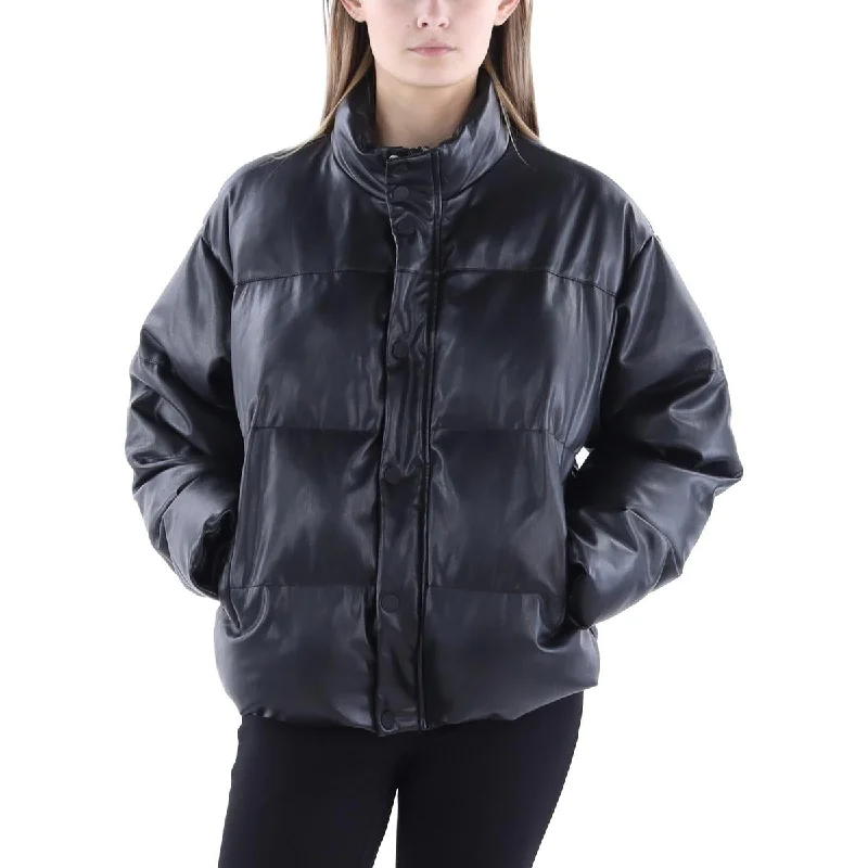 Best Seller Womens Faux Leather Puffer Jacket