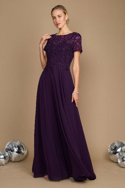 Take Advantage Short Sleeve Formal Mother of the Bride Dress Eggplant