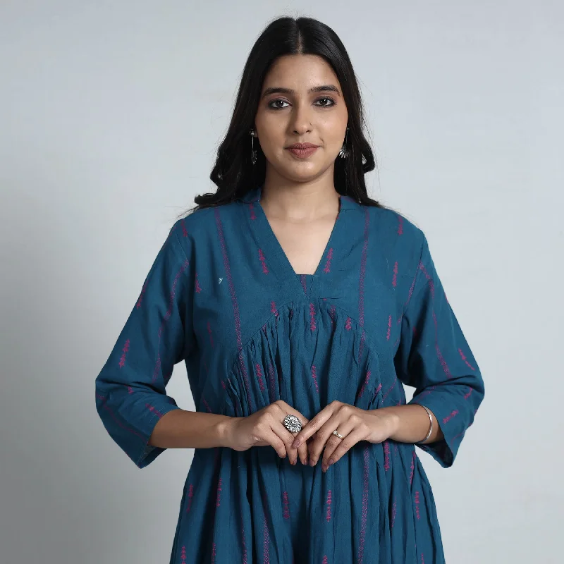 Buy Now Blue - Exquisite Jacquard Cotton Dress