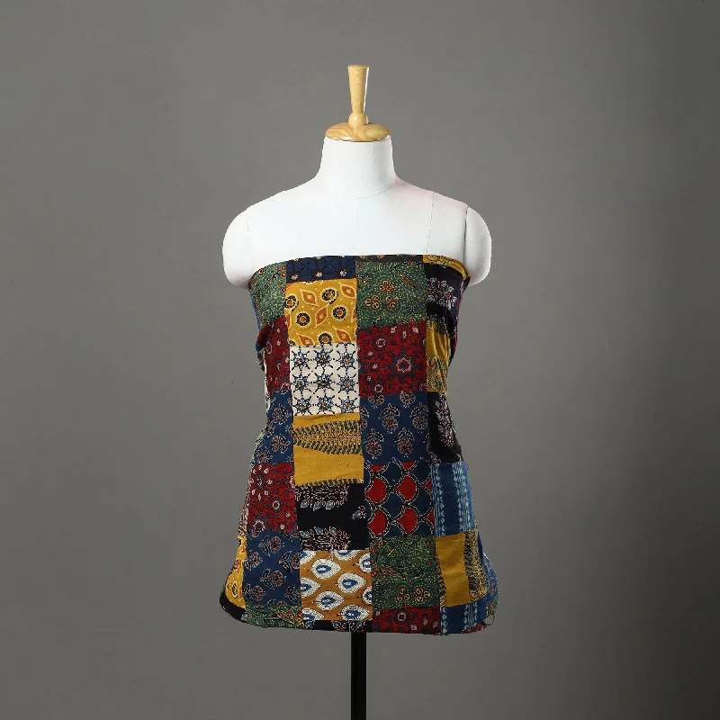 Big Savings Multicolor - Patchwork Ajrakh Print Cotton Kurta Material (3.2m) 21