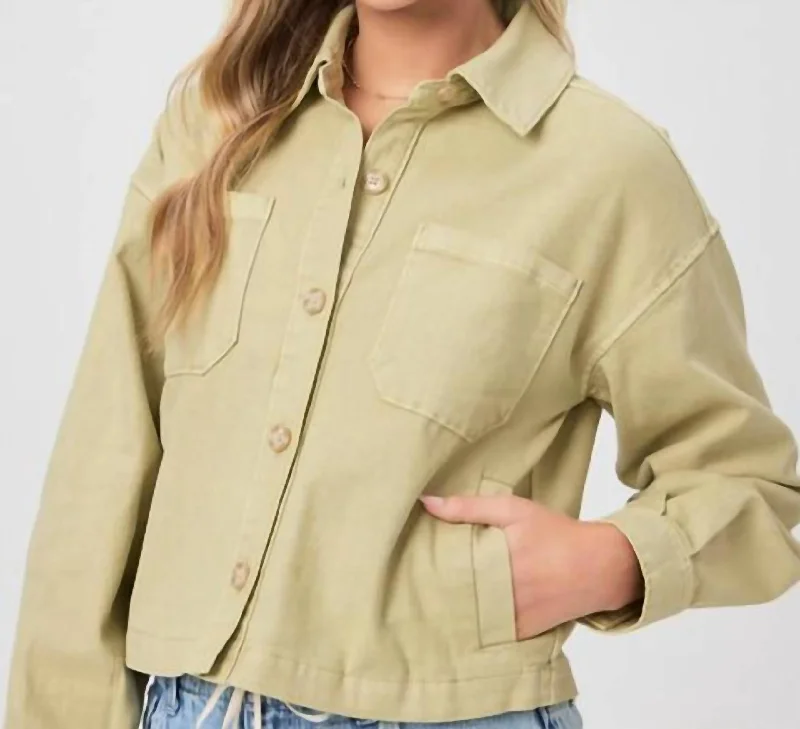 Blowout Sale Connor Shacket In Vintage Pale Olive