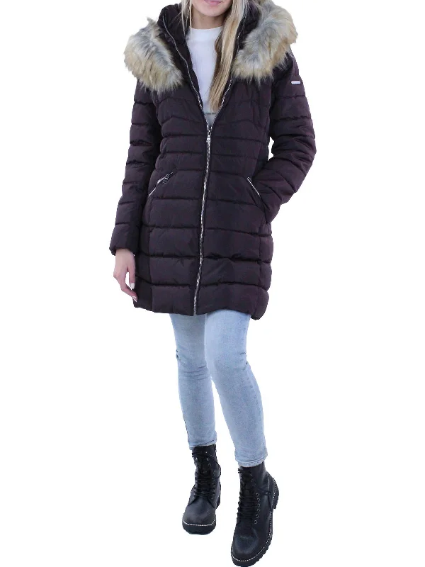 Discount Days Womens Faux Fur Winter Puffer Coat