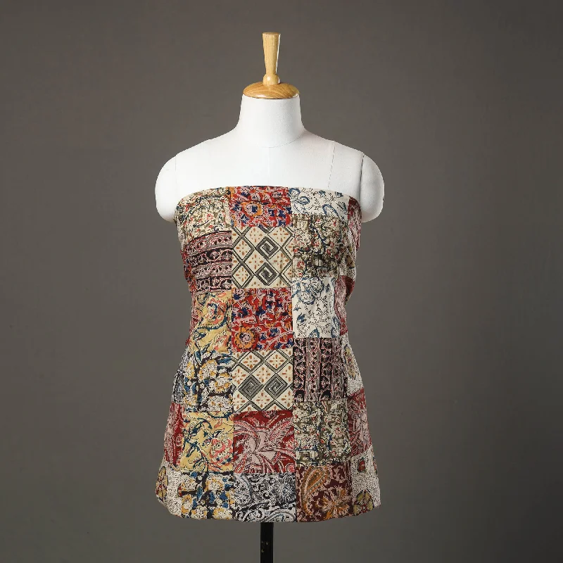 Members Only Multicolor - Patchwork Cotton Kalamkari Kurta Material (3.2m) 17