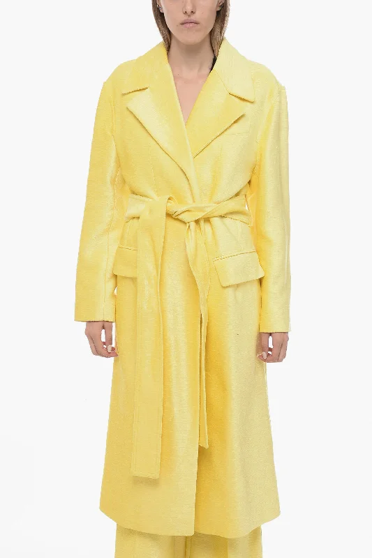 Savings Spectacular Victoria Beckham Chenille Coat with Raw-Cut Trims Details