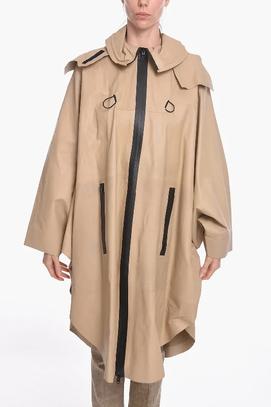 Unbeatable Prices Bottega Veneta Bat-wing Sleevd Leather Raincoat