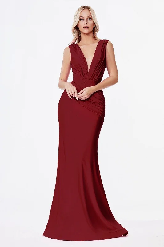 Time-Limited Offer Cinderella Divine CD912 Formal Long Prom Dress Burgundy