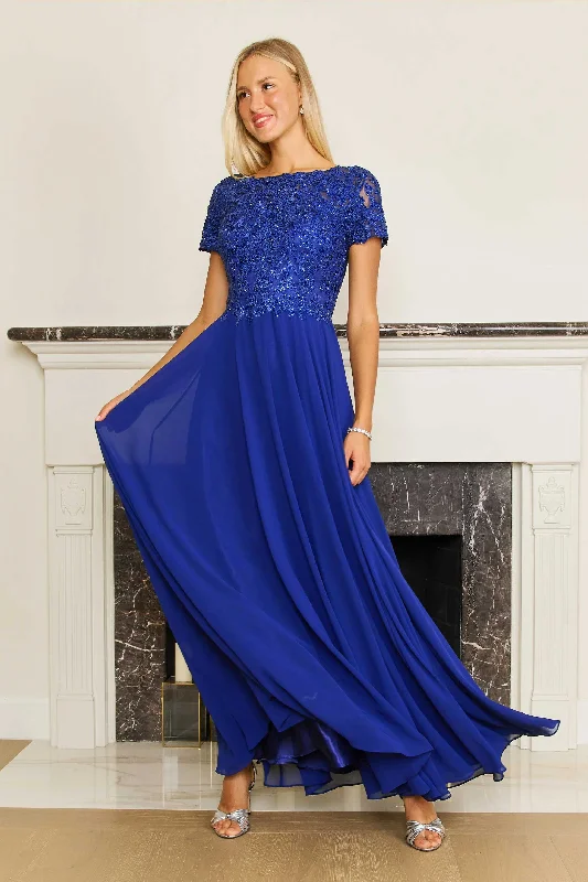 Closeout Short Sleeve Mother Of The Bride Evening Dress Royal