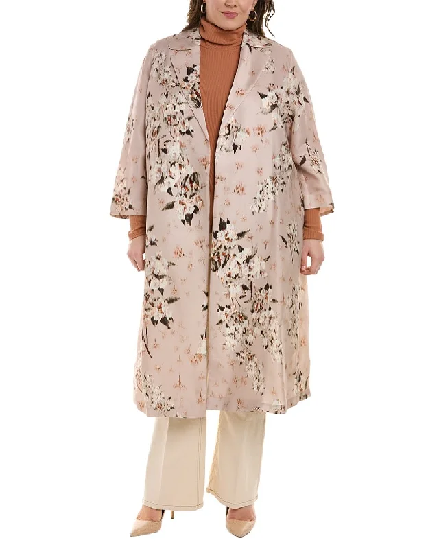 Can't Be Beat Marina Rinaldi Plus Tigrotto Silk-Blend Overcoat