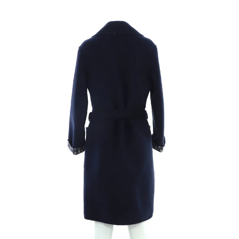 Price Buster Women's Double-Sided Belted Long Coat Oblique Wool