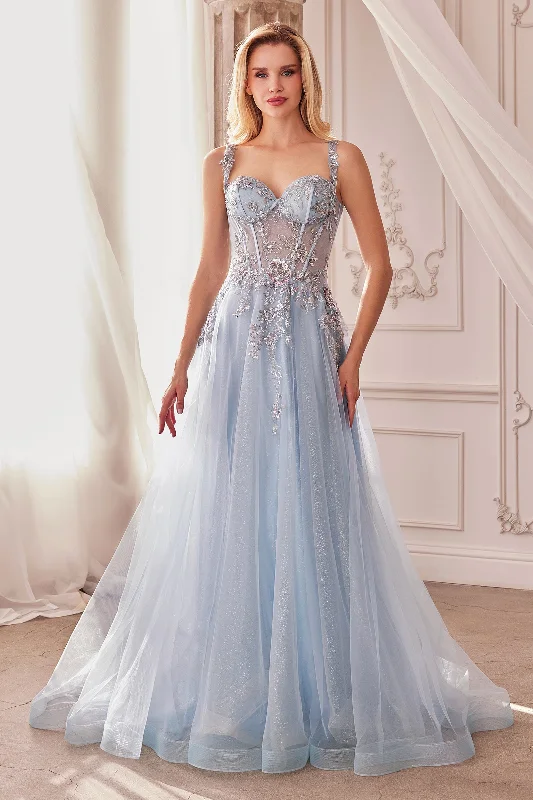 Shop and Save Andrea & Leo A1258 Floral Beaded Long Formal Prom Dress