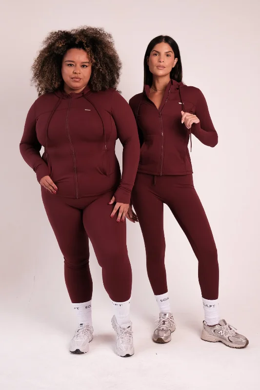 Savings Galore Fitted Zip Through Hooded Jacket Wine