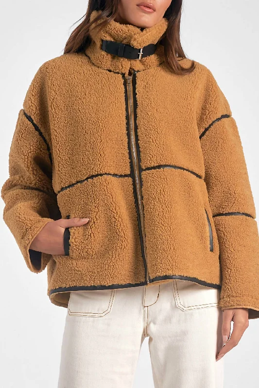 Super Sale Dutton Faux Shearling Coat In Curry
