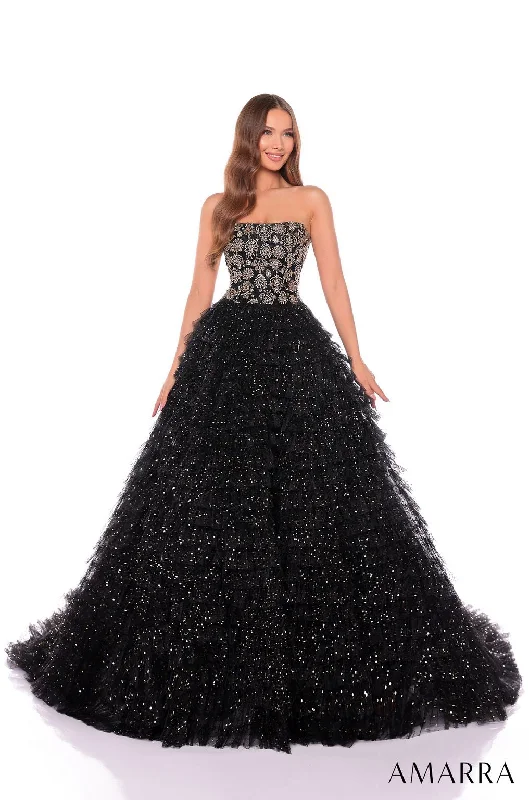 Special Buy Amarra 88129 Long Beaded A Line Tiered Formal Prom Dress