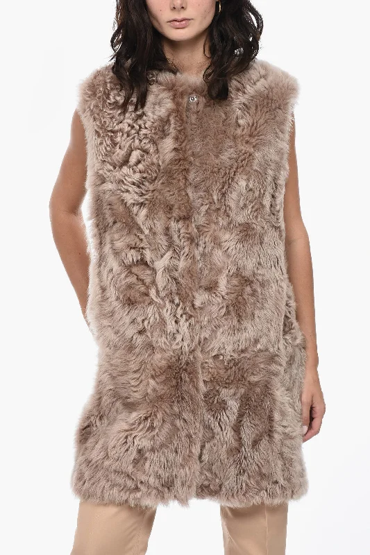 Super Sale Dolce & Gabbana Shearling Sleeveless Coat with Snap Buttons