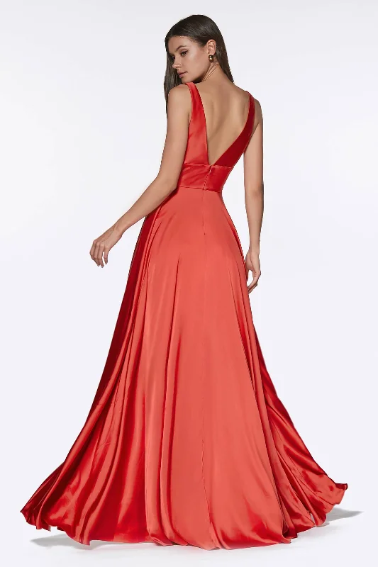 Closeout Cinderella Divine CD7469 Long Prom Dress Evening Gown Red