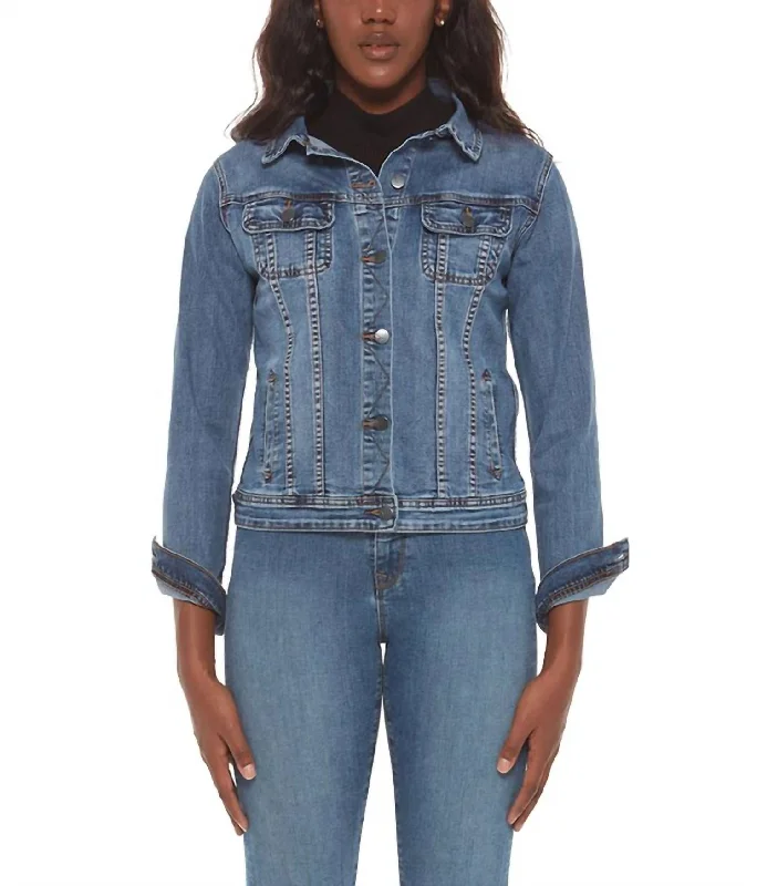 Don't Miss Gabriella Classic Denim Jacket In Stone Blue