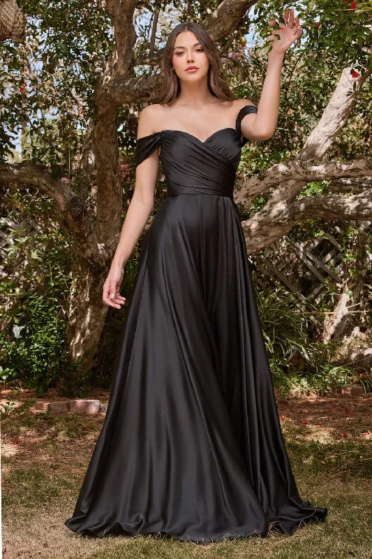Amazing Deals Cinderella Divine 7493C Plus Size Long Off Shoulder Dress Black