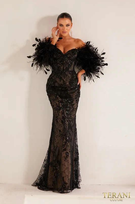 Discount Days Terani Couture 241E2479 Black Nude 6 Sale