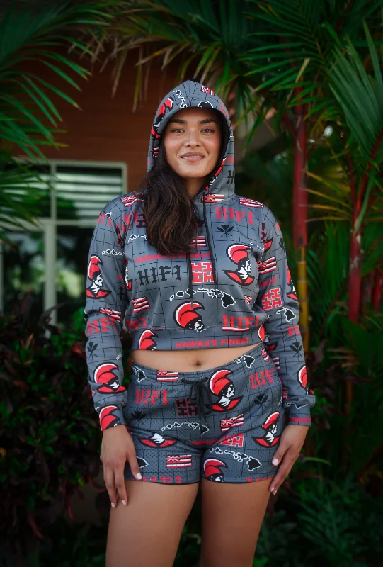Weekend Deal CHARCOAL & RED KOA WOMEN'S CROP HOODIE