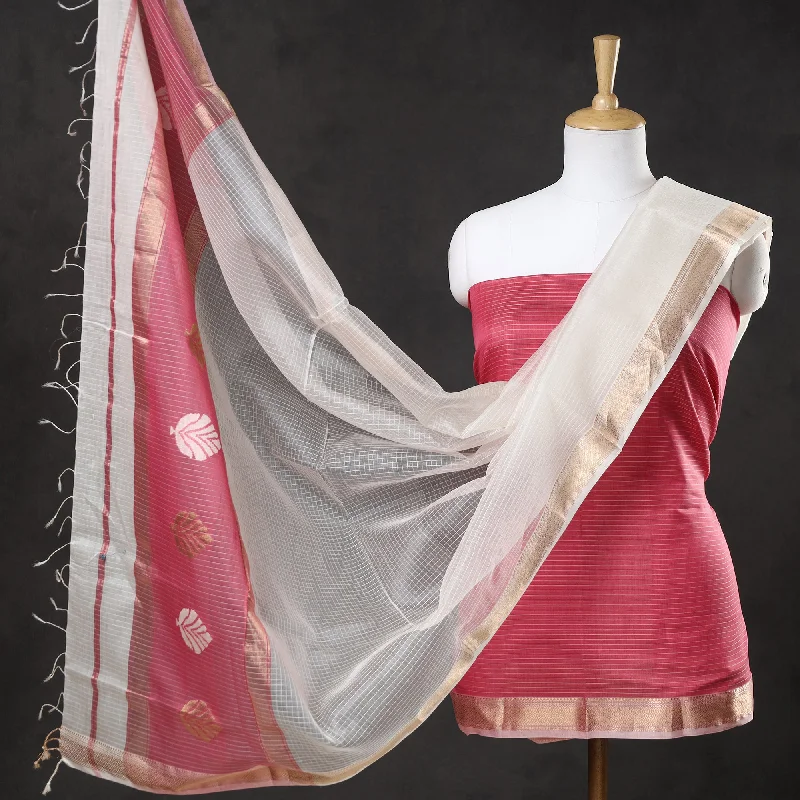 Epic Deals 2pc Maheshwari Silk Handloom Suit Material Set with Zari Border 02
