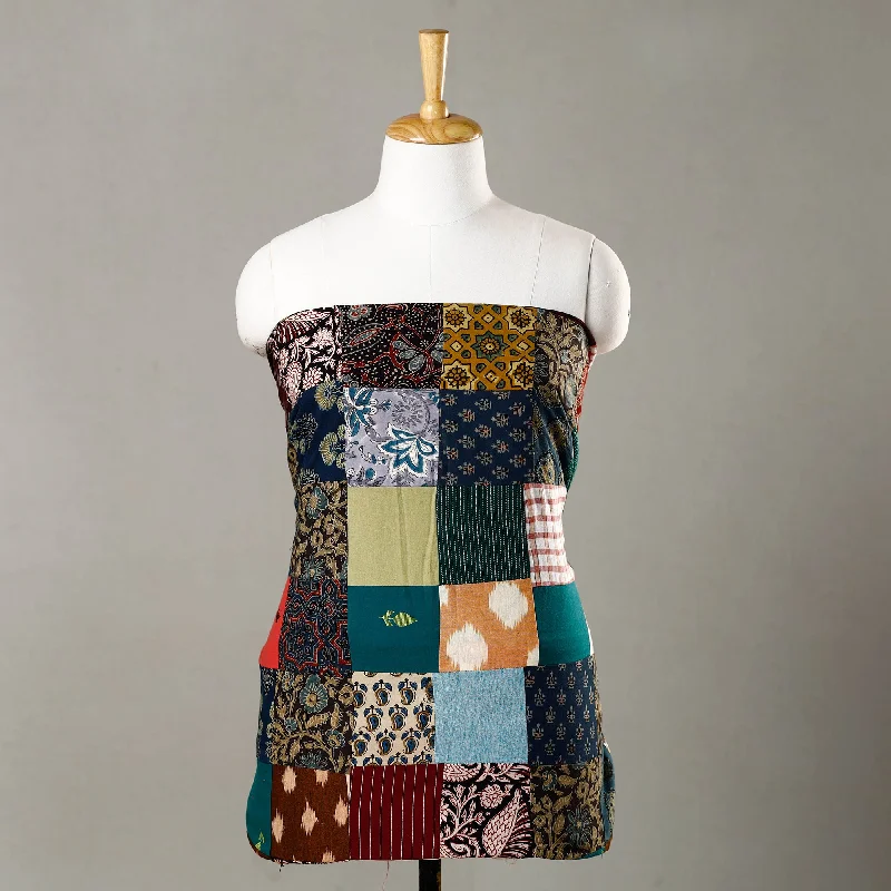 Act Fast Multicolor - Handmade Tukdi Kaam Patchwork Cotton kurta Material - (2.4 meter) 29