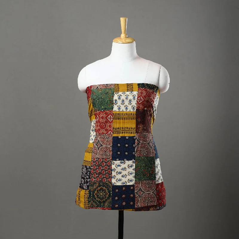 Steals and Deals Multicolor - Patchwork Ajrakh Print Cotton Kurta Material (3.2m) 27