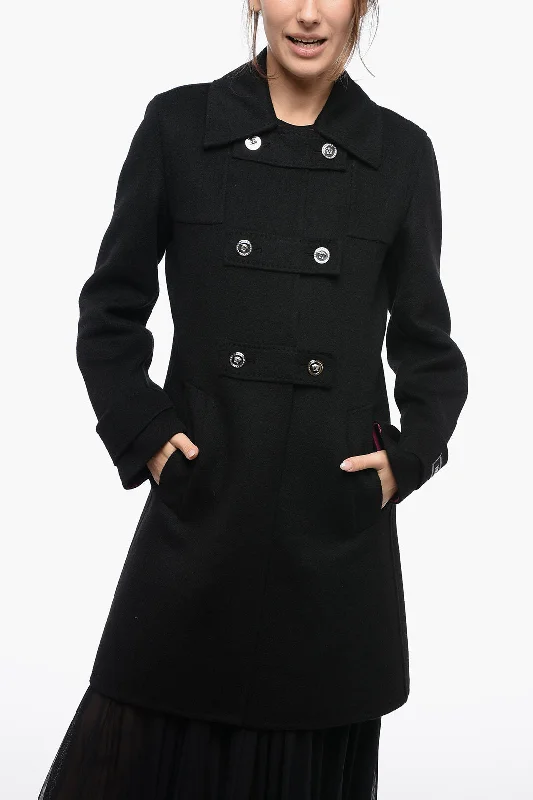 Super Sale Versace Wool Double-Breasted Coat With Medusa Buttons