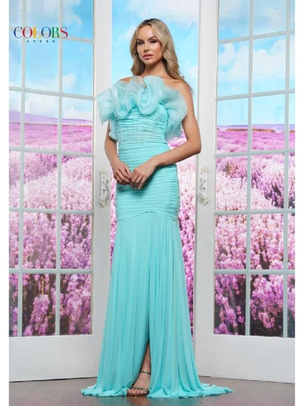 Markdowns Colors 3445 Ruffle Formal Long Prom Dress